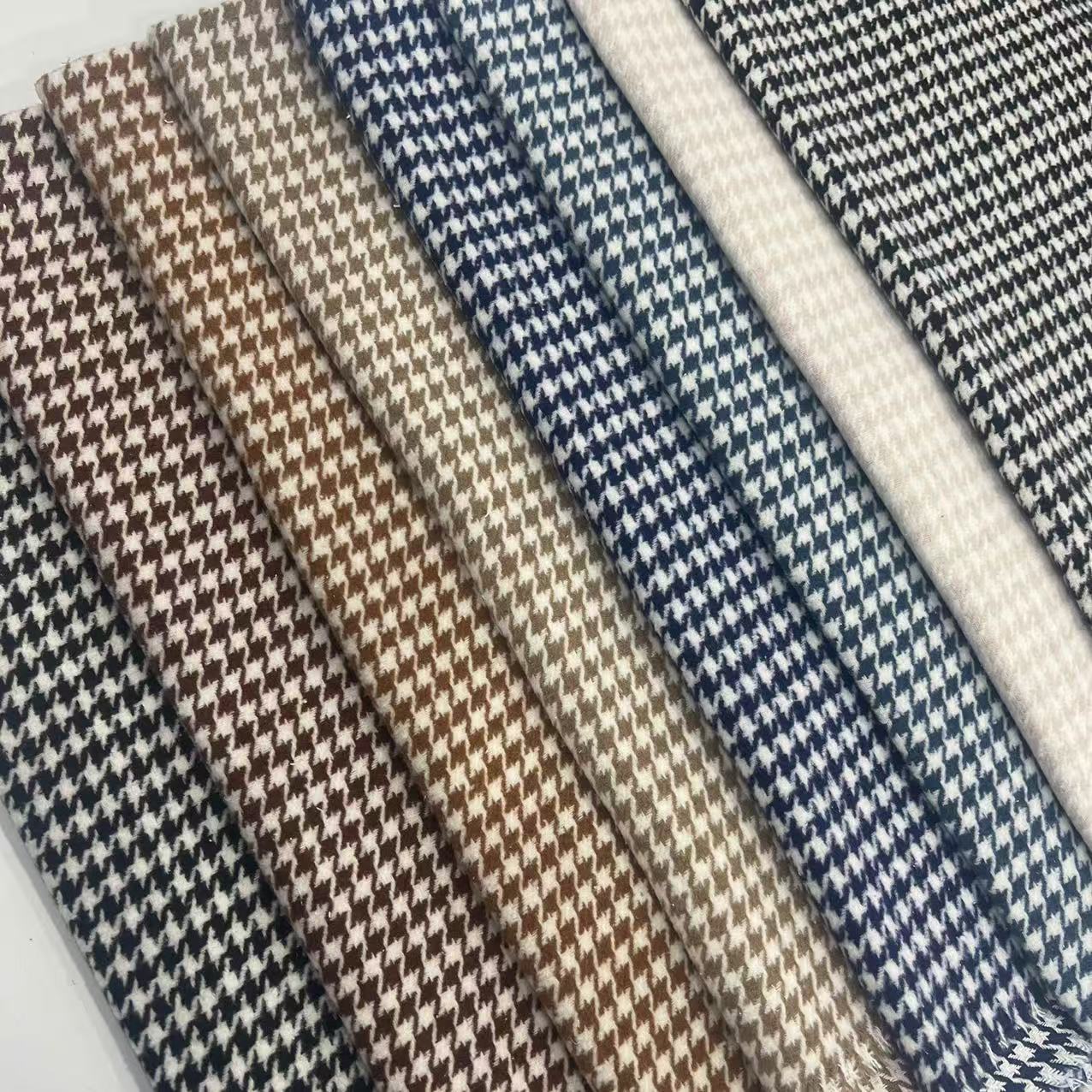 Shaoxing Keqiao Factory in stock Coat Coat Children's Wear Shoes and Hats Luggage Autumn and Winter Slub Classic Houndstooth Fabric