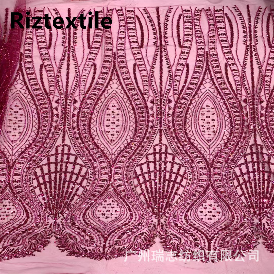 Large Machine Embroidery Heavy Embroidery Beaded Full Sequin Embroidered Cloth Wedding Evening Dress Lace Lace Fabric Beaded
