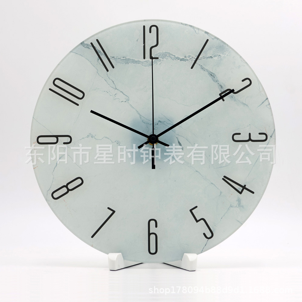 Mirror Tempered Glass Wall Clock Marble Silent Clocks Modern Living Room Acrylic Wall Hanging Watch Modern Minimalist