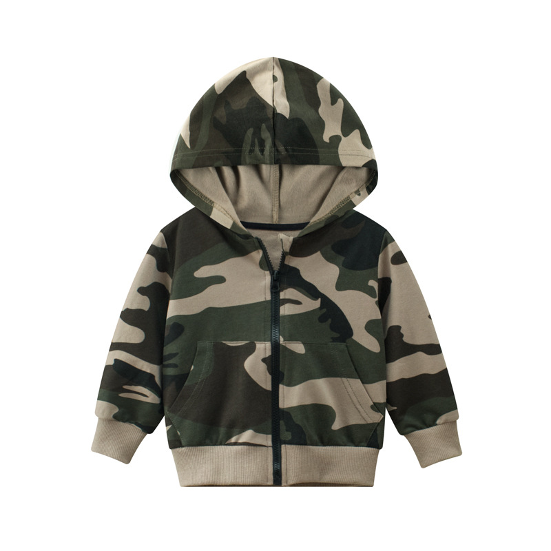 27kids autumn children's clothing New 2024 Korean children's clothing boys' coat camouflage hoodie factory wholesale