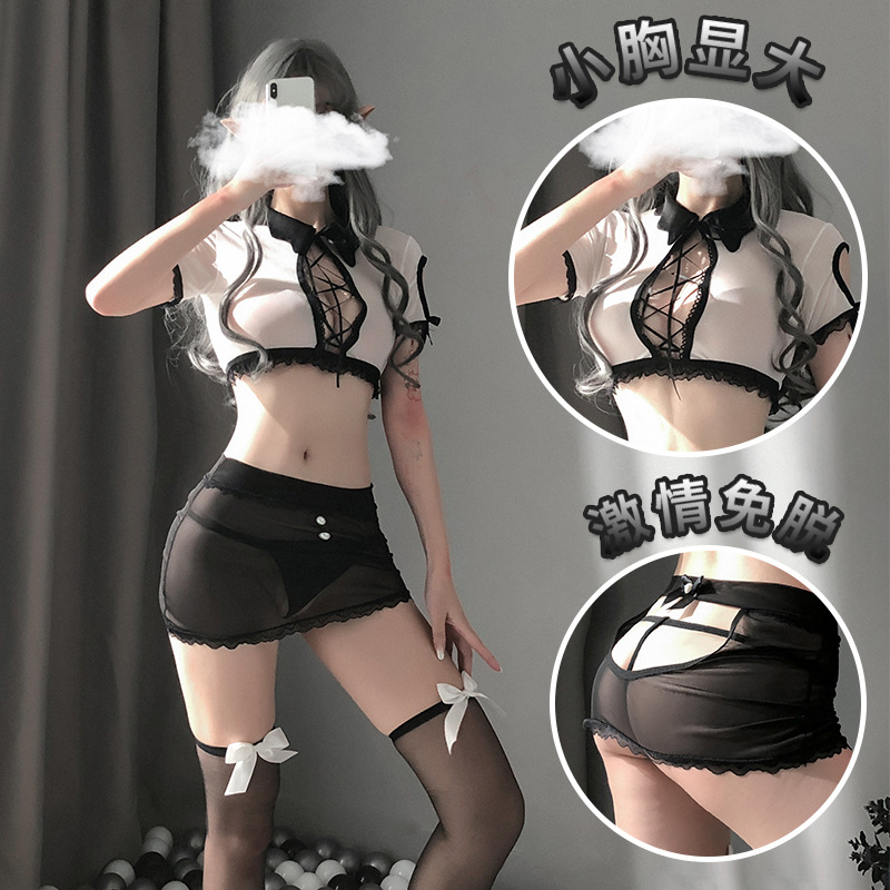 Sexy underwear women's sexy lace princess hollow strap perspective Hip Girl split suit a generation of hair
