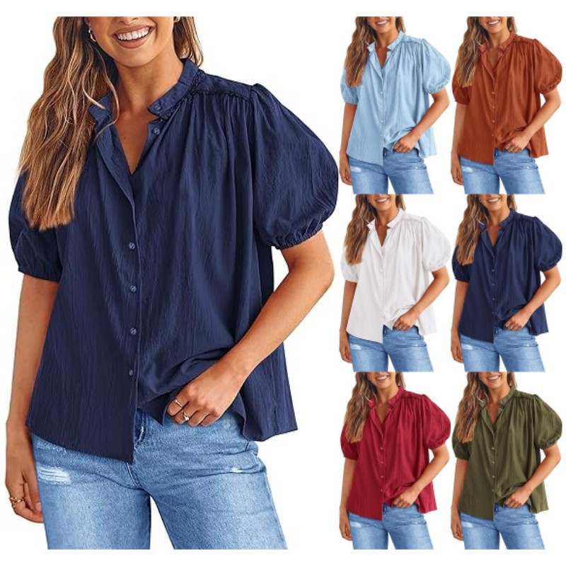 2024 spring and summer amazon siyin tk hot new loose bubble sleeve casual cardigan top