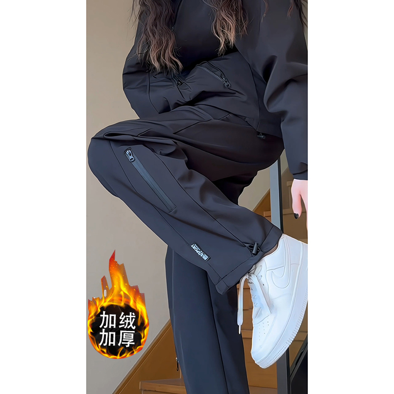 Northeast Cold-proof fleece-lined Charge Pants Women's Windproof Waterproof Outdoor Climbing Crock Pants Autumn and Winter American Ski Pants