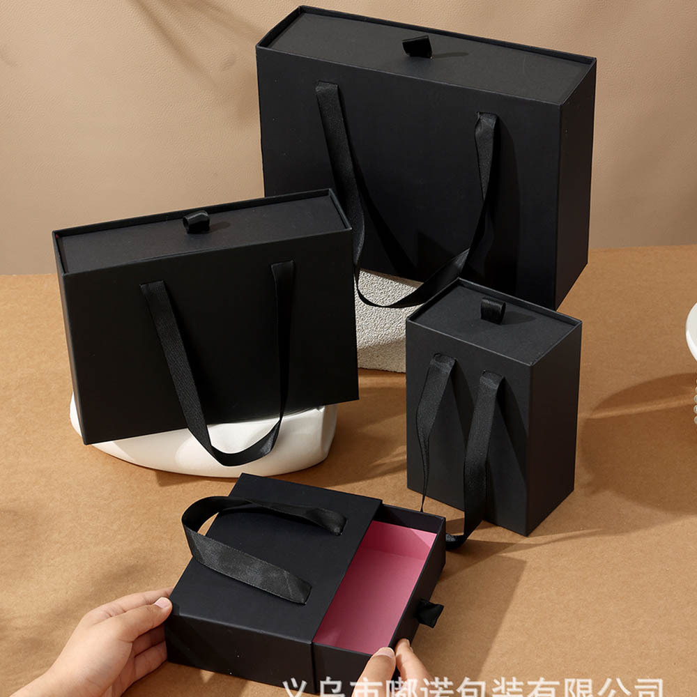 New Black Satchel Drawer Box, Business Gift Gift Box, Empty Box, Rectangular Razor Belt Packaging Box