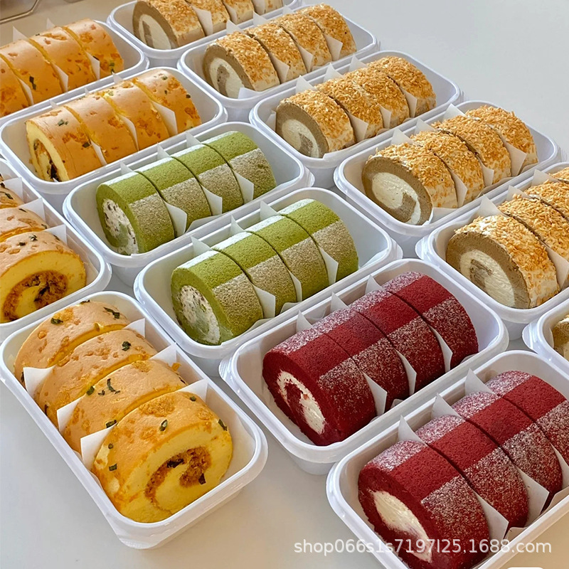 Cake roll packaging box Japanese Swiss roll cut cuddle roll Chinese baking pastry dessert pastry peach crisp box