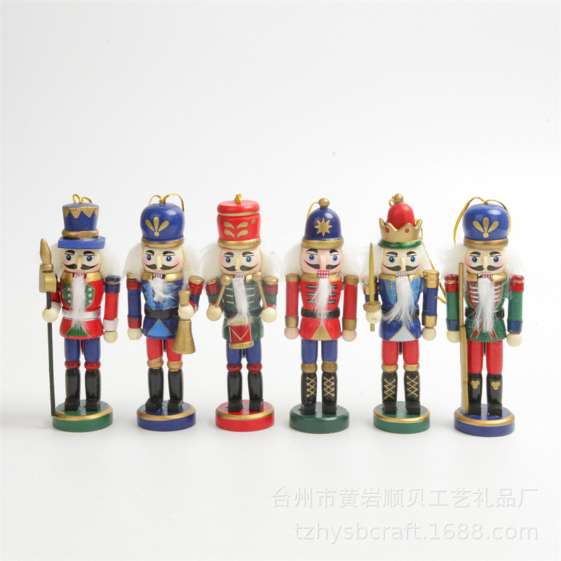 In stock nutcracker puppet six-piece set 12CM small size tree pendant nutcracker Christmas accessories