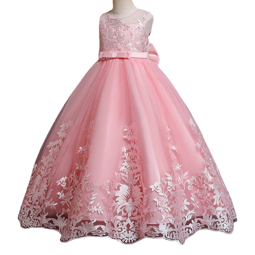 Cross-border new children's dress Princess dress bow mesh sleeveless piano costume spot second batch