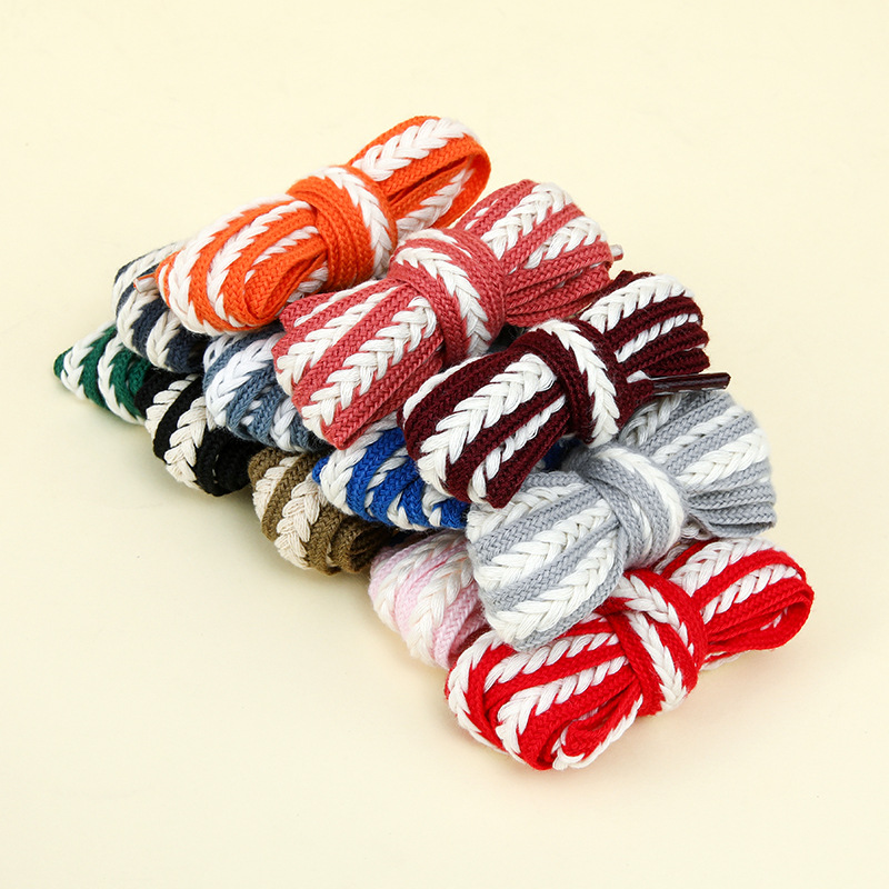 Picture of Marshmallow Two-Color Wheat Ear Shoelaces 1.5cm Casual Shoes Sneakers Twist Woven Cotton Shoelaces Ready for Cross-Border Wholesale