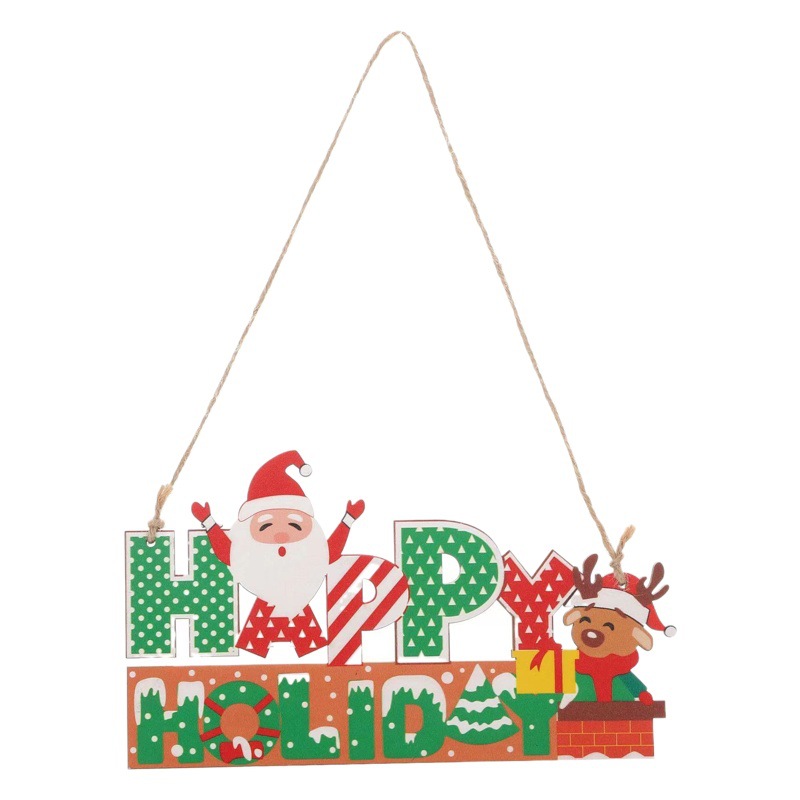 Cross-Border Christmas Wooden Pendants Home Scene Party Decoration Props Door Hanging Decorations Creative Christmas Pendants