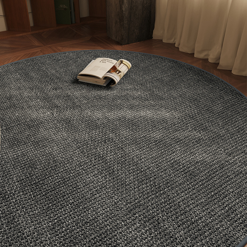 Picture of Log style solid color round carpet living room cloakroom bedroom floor mat swivel chair sound insulation mat balcony dressing table mat