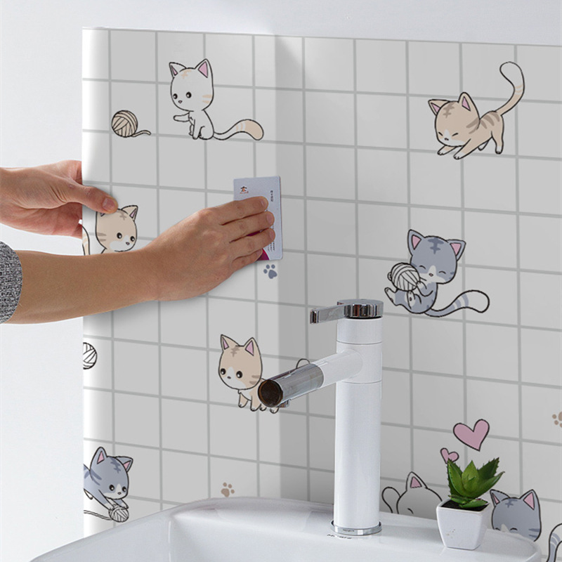 Picture of Wholesale kitchen oil-proof stickers self-adhesive wall stickers bathroom renovation milk tea shop waterproof high temperature resistant stove wallpaper porcelain