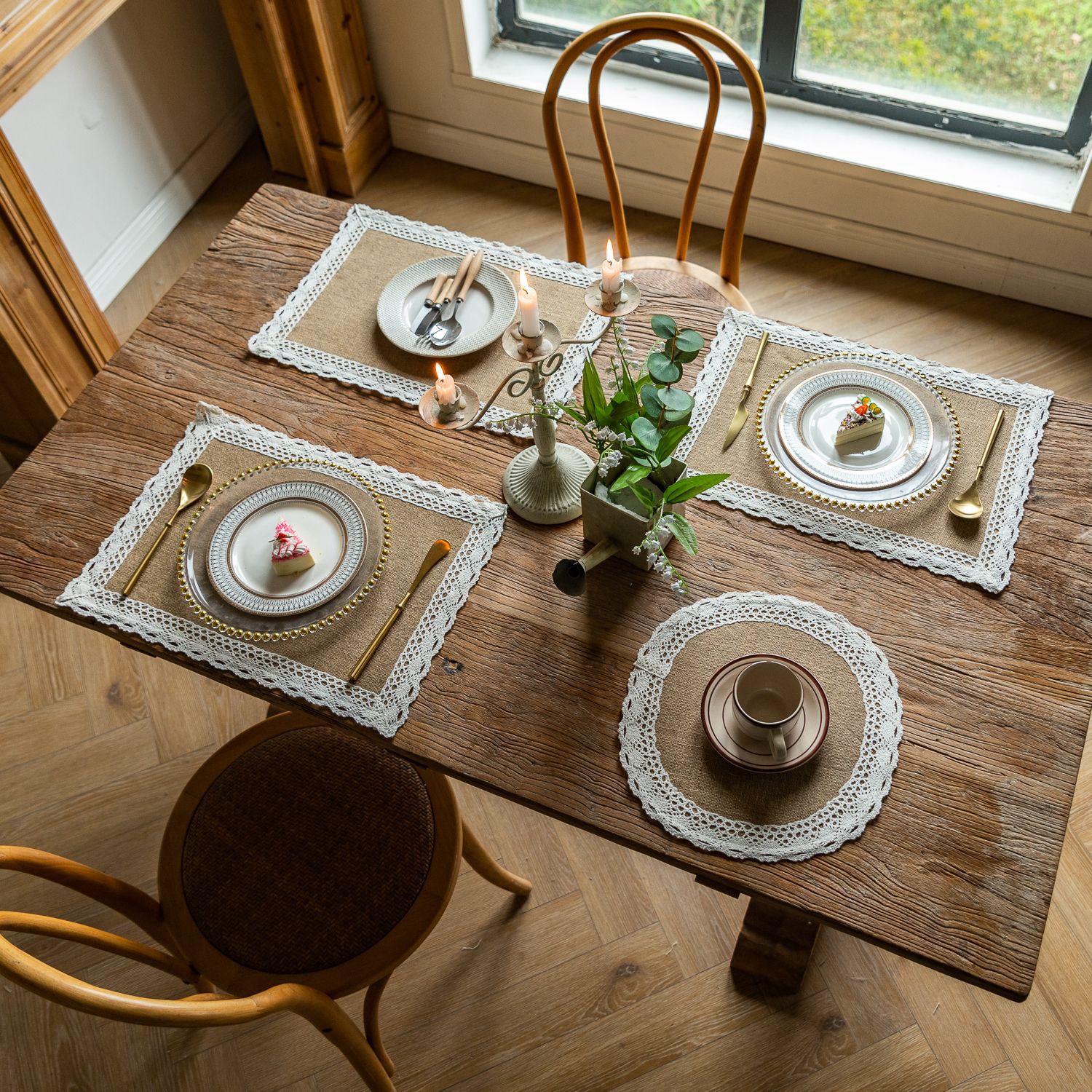 Picture of Cross-border Hot-selling Round Large 38cm Western Dining Mat Japanese Style Simple Household Rectangular Jute Woven Insulation Mat