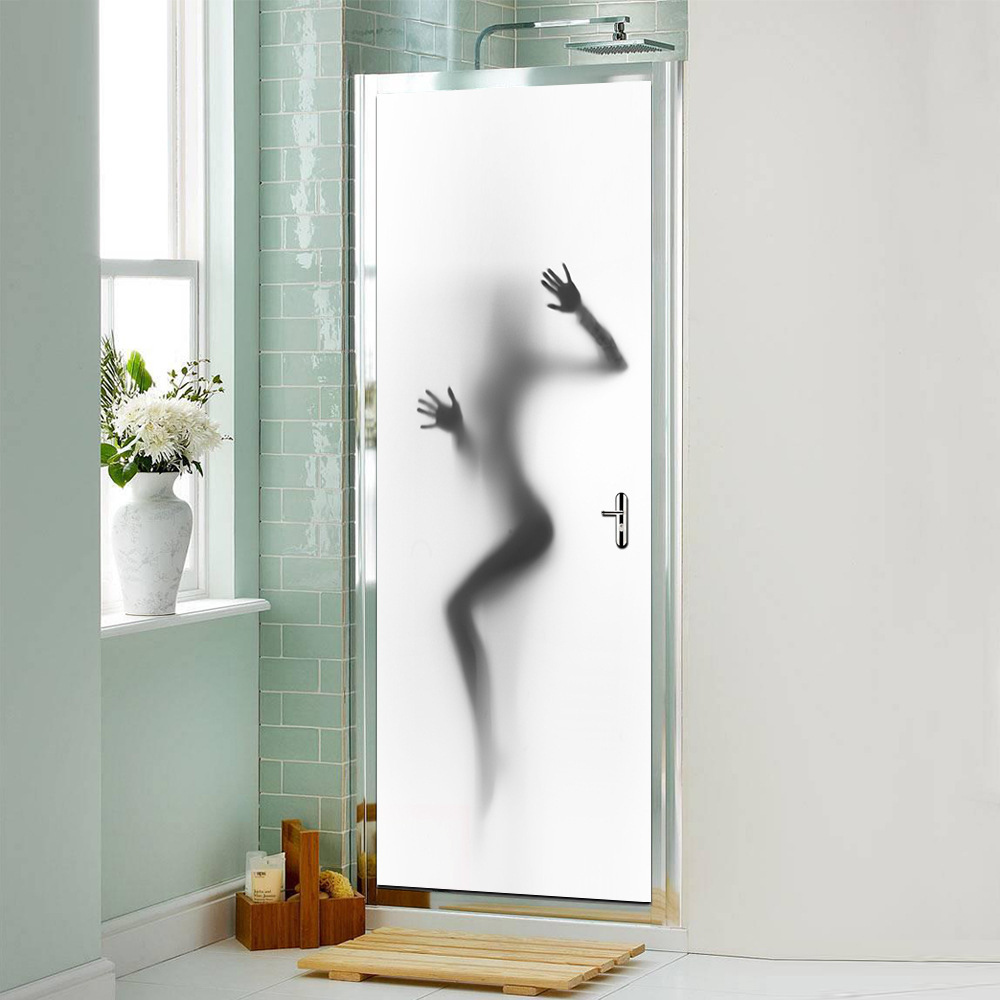 Funlife beauty silhouette door stickers creative decoration renovation bedroom living room waterproof door stickers wall stickers DM012