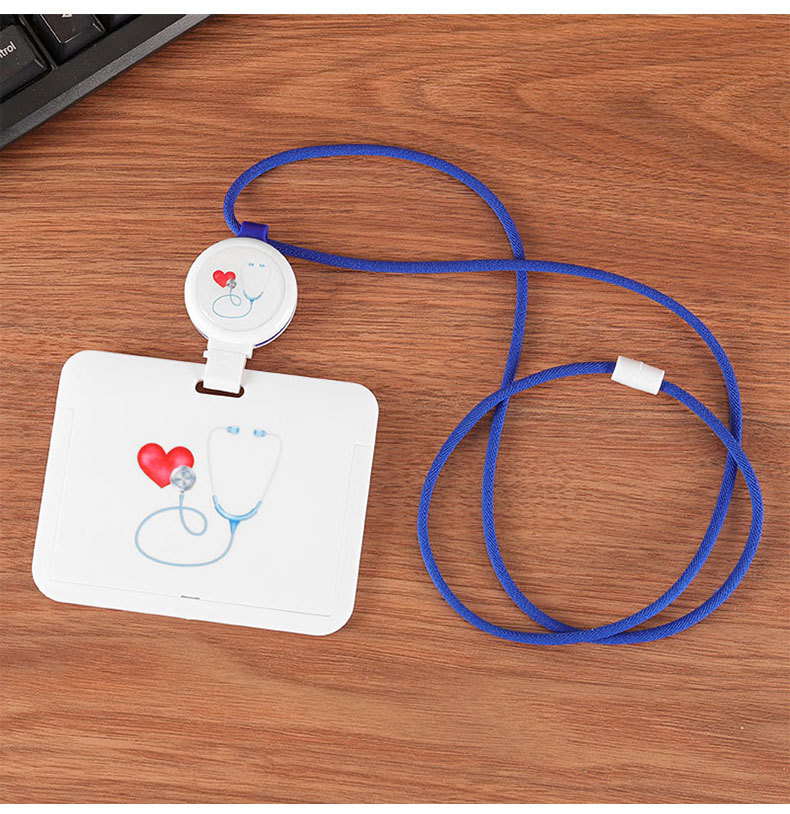 Picture of Qiuyu Hospital Easy Pull Buckle Hanging Neck Card Set Work Certificate Hanging Rope Telescopic Buckle Breast Card Meal Card Access Control Easy Pull
