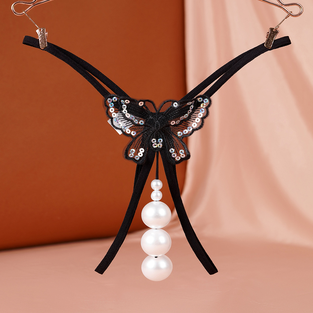 plus size sexy T-shaped underwear women's temptation super large pearl massage crotch can be inserted into Europe and the United States cross-border a generation of hair