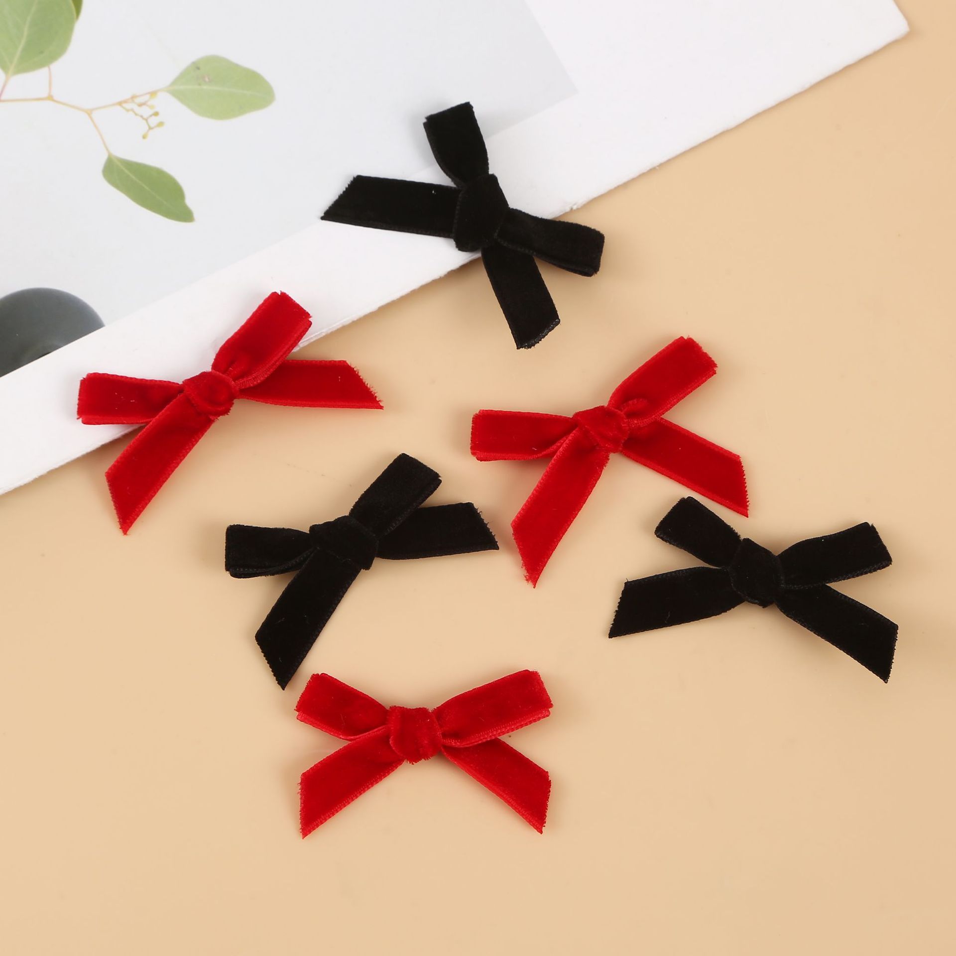 Flocking Belt Small Bow Clothing Socks Underwear Velvet Cloth Bow Ribbon Bow Semi-finished Products