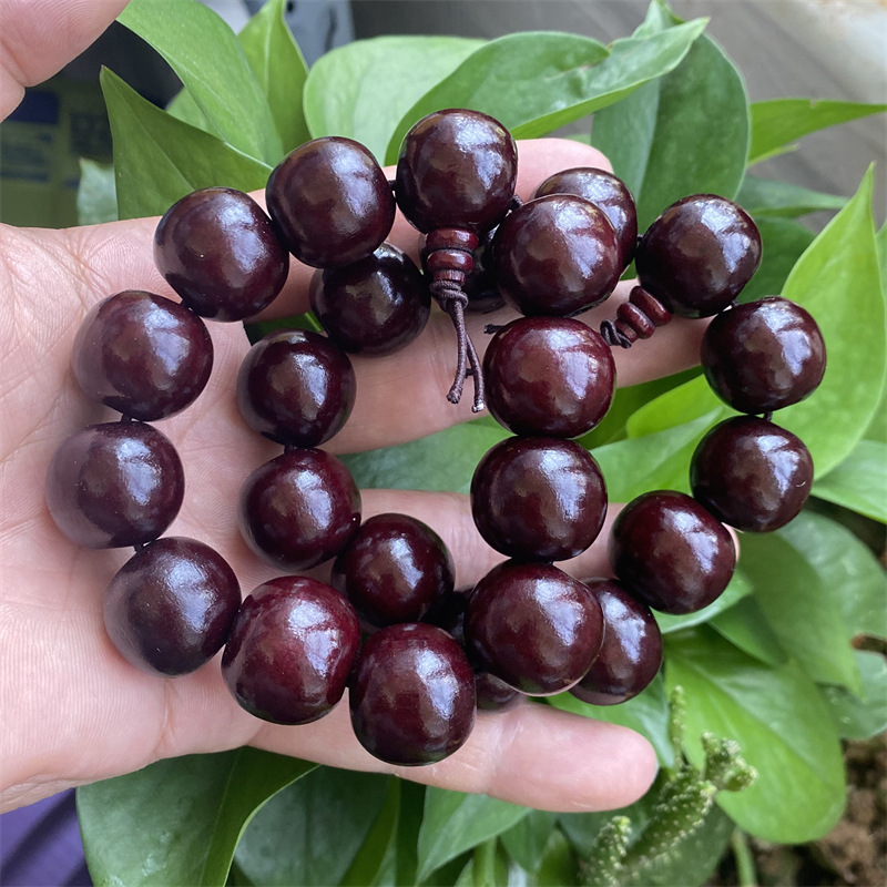Picture of Wood paint imitation lobular red sandalwood beads bracelet men's bracelet 15mm 20mm beads bracelet jewelry