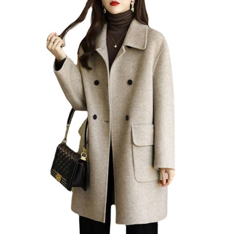 Picture of Artistic Woolen Coat Women's 2022 Autumn and Winter New Thickened Korean Style Slim-fit Slimming Mid-length Retro Woolen Coat