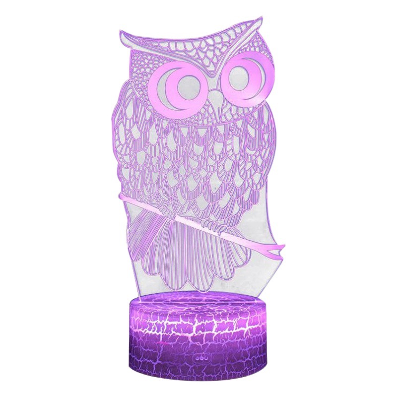 Cross-border supply Bird Series owl 3d night light colorful remote control creative touch work desk lamp gift lamp