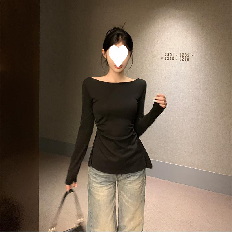 Picture of Black Bottoming Shirt for Women 2025 New Lace Shirt with Sexy Design Long-Sleeved Shirt Lace Shirt
