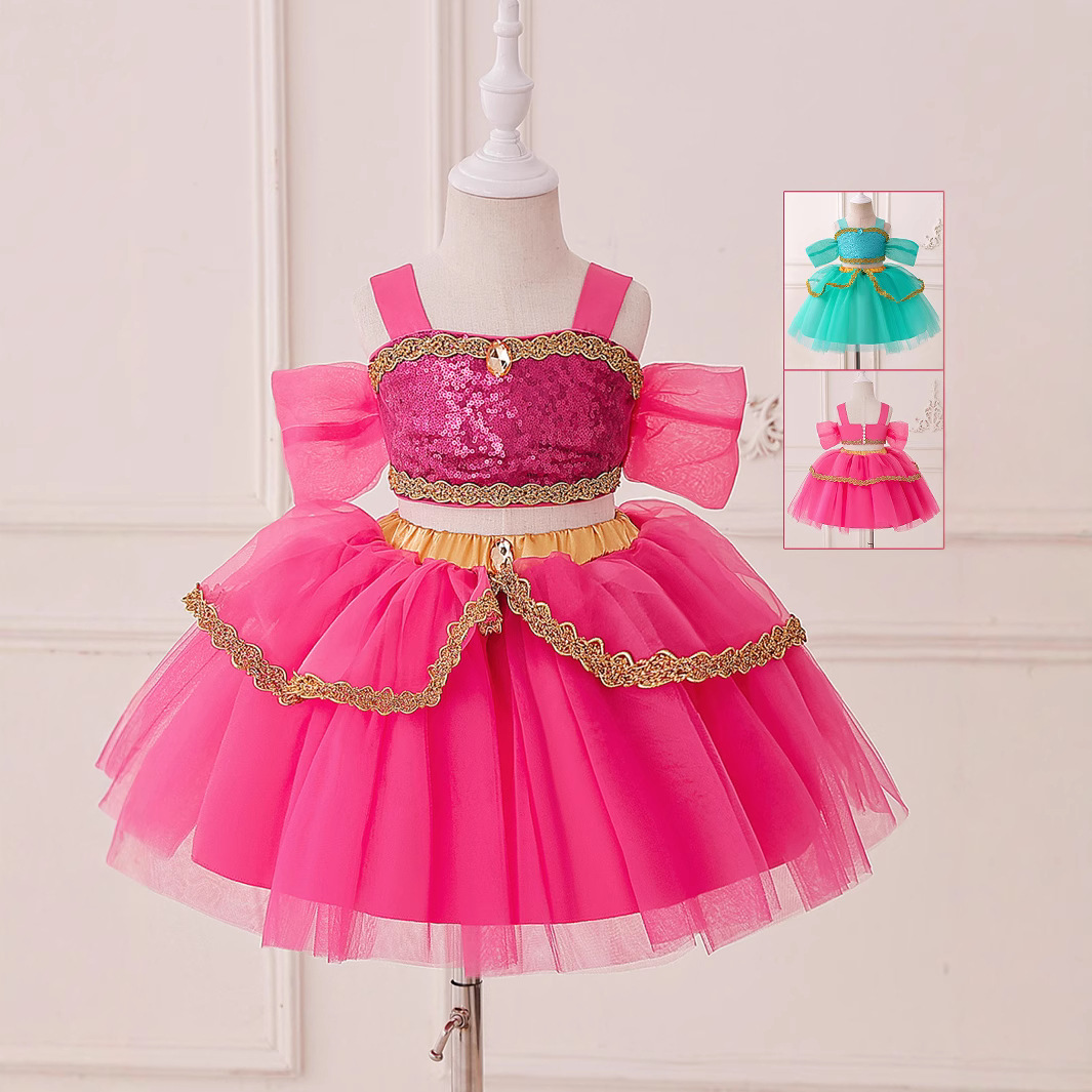 European and American Aladdin's magic lamp Princess Jasmine two-piece children's Halloween costume cosplay anime dance costume
