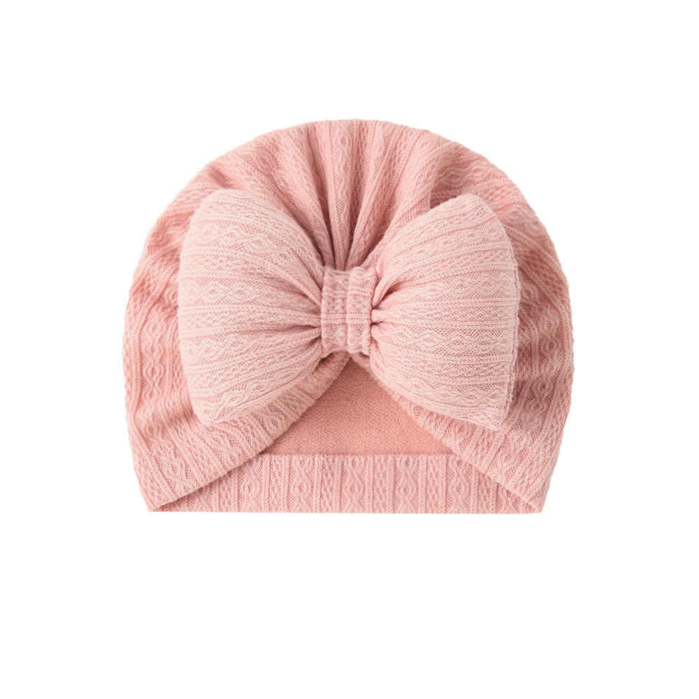 Picture of European and American New Baby Knitted Cotton-Filled Large Bow Kidsren's Pullover Hat Boat Hat Baby Turban Hat Ins Cross-Border