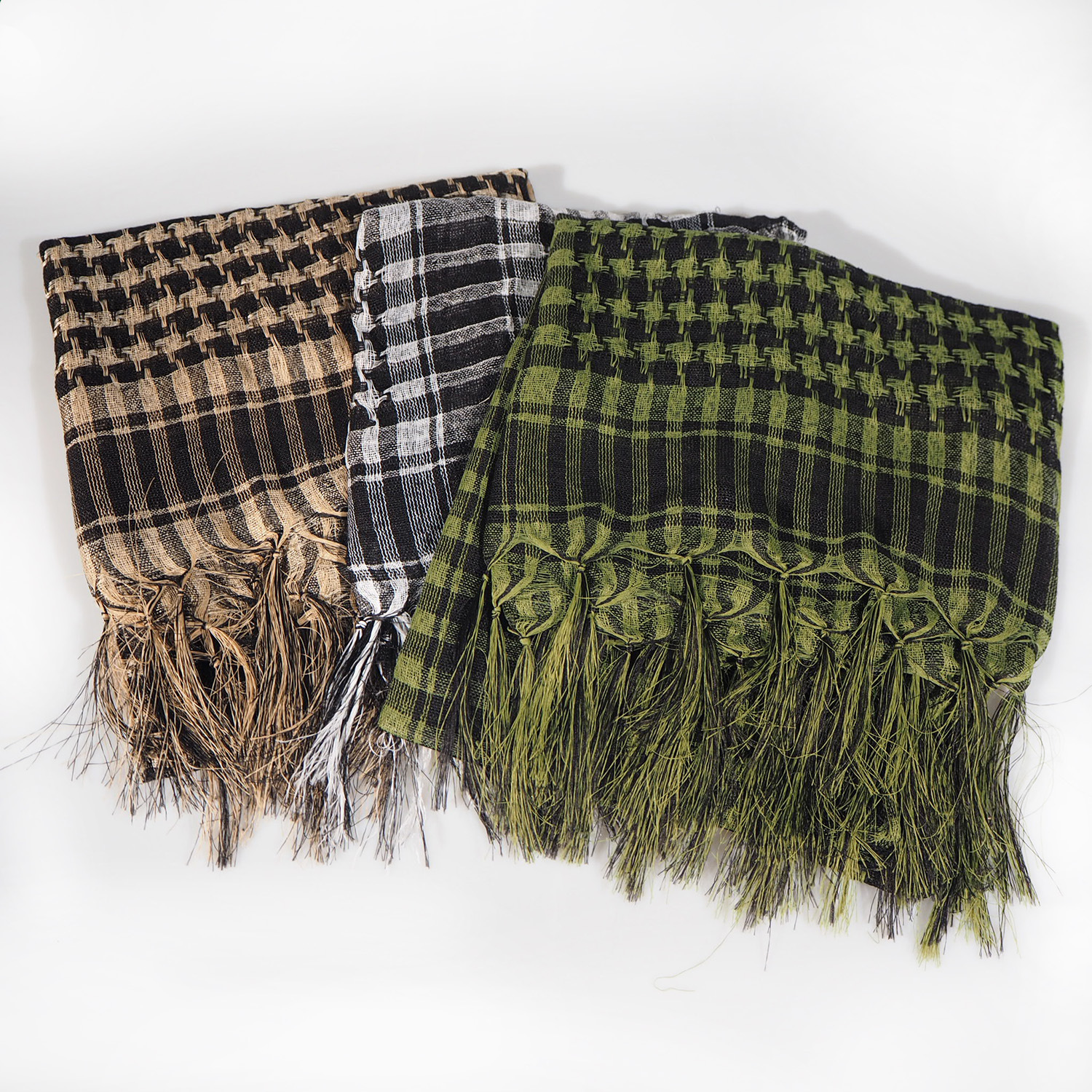 Picture of Net Silk Houndstooth Square Scarf Arabian Headscarf Outdoor Military Fan Tactical Export Tassel Desert Scarf Cross-border