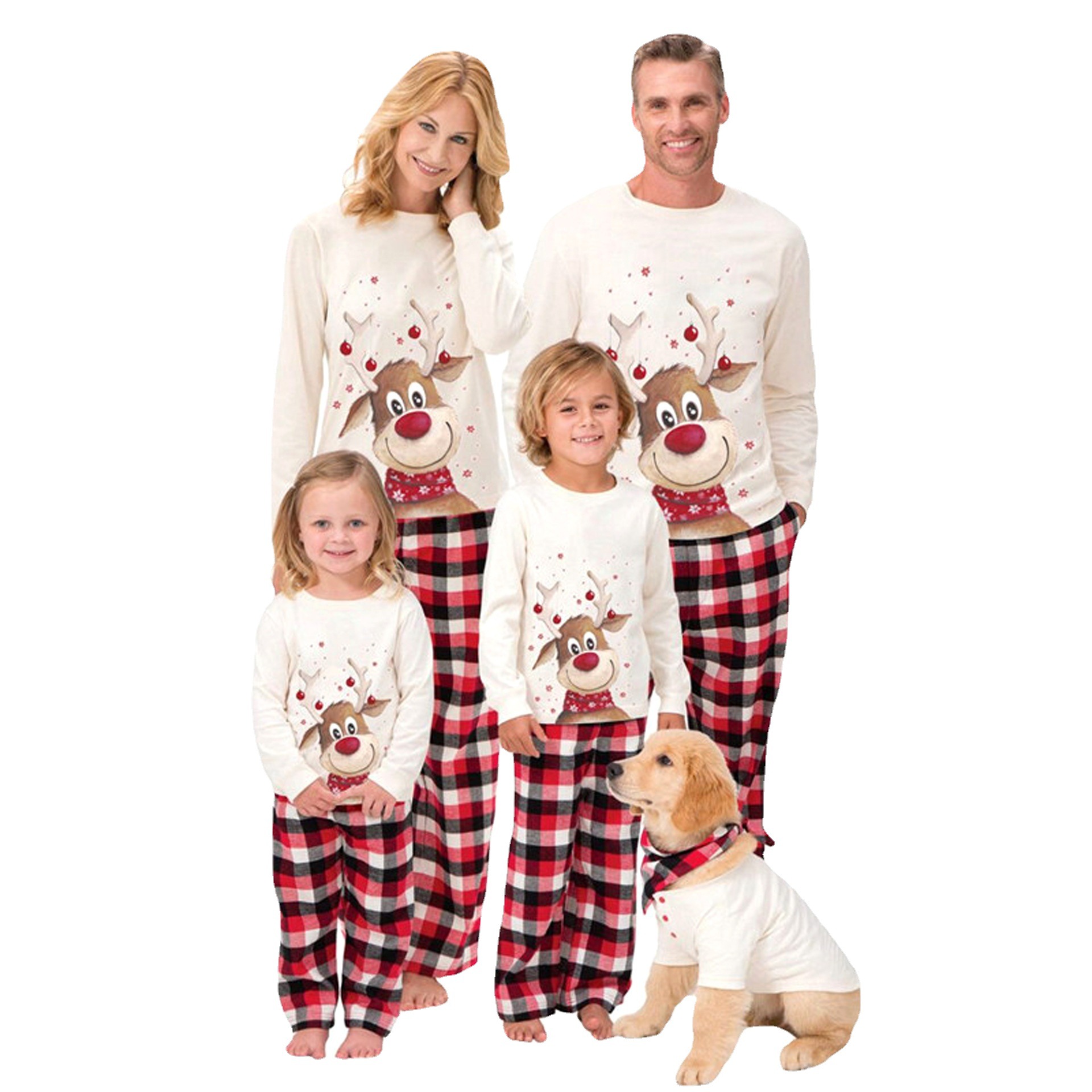 European and American Pajamas ebay Printed Top Family Clothes Christmas Home Clothes Long Sleeve Pants Set