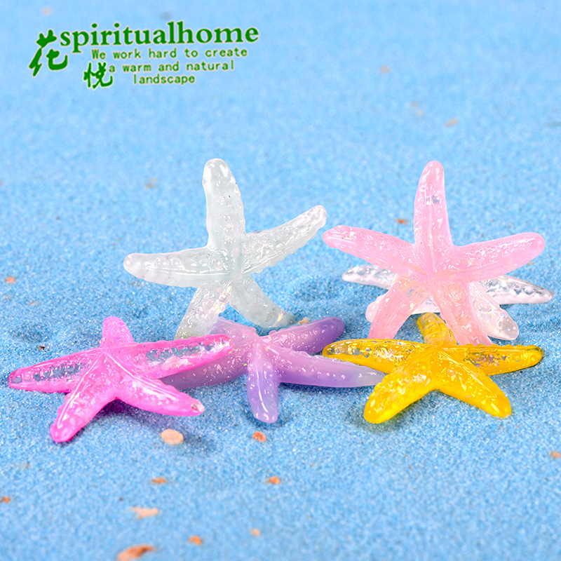 Picture of Crystal Starfish Shell Seascape Accessories Micro Landscape Resin DIY Mini Flat Ornaments Mobile Phone Case Jewelry