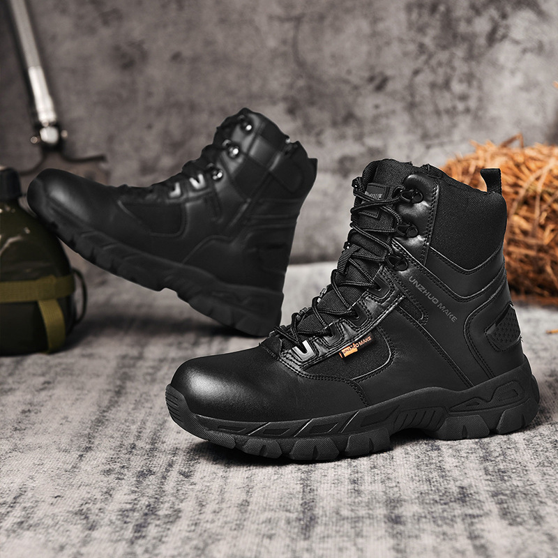 New Cross-Border Large Size Training Shoes Triangle High-Top Combat Boots Tactical Boots Hiking Shoes Outdoor Desert Boots One Piece
