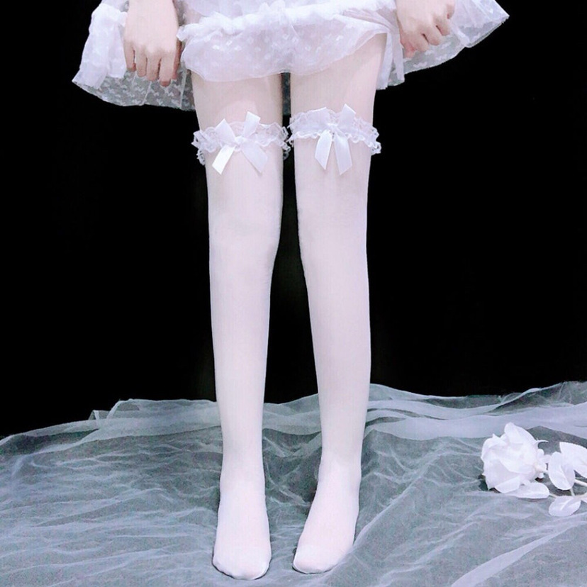 Lace lace stockings jk autumn black stockings knee-high stockings legs Lolita sexy white knee-high socks