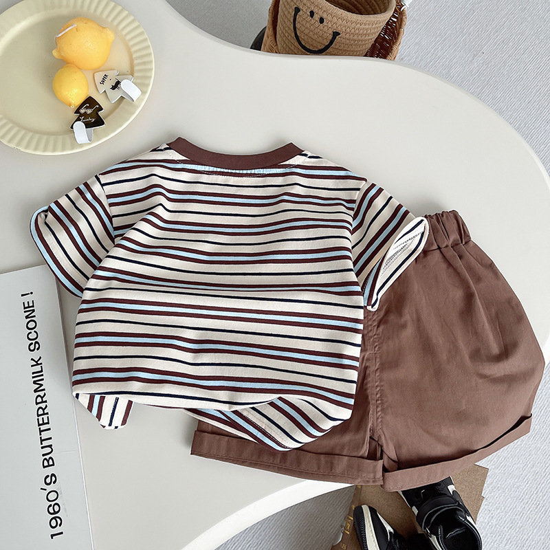 Picture of 2025 New Style Western Style Boy's POLO Shirt Children's Baby's Denim Two-piece Children's Wear Boy's Summer Short-sleeved suit