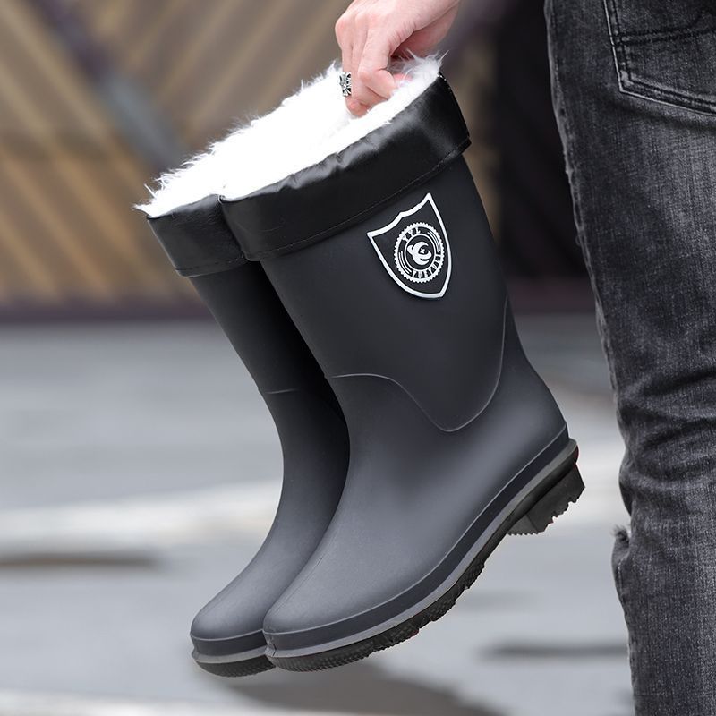 Picture of Rain boots 39-48 size medium simple waterproof drawstring extra large size men's and women's medium warm waterproof fleece-lined detachable non-slip women's boots