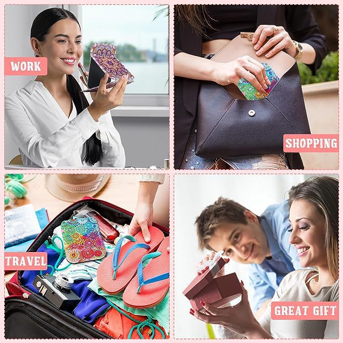 Picture of DIY Mandala Diamond painting mirror suitable for adult Crystal cosmetic mirror portable foldable mirror