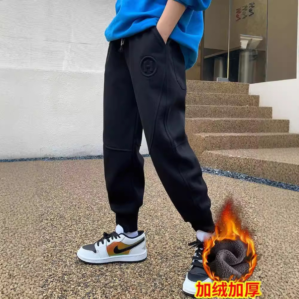 Picture of Boys' Sports Pants Autumn and Winter New Children's Sweatpants Children's Loose Casual Fleece-Lite Pants One-piece Trousers Spring and Autumn