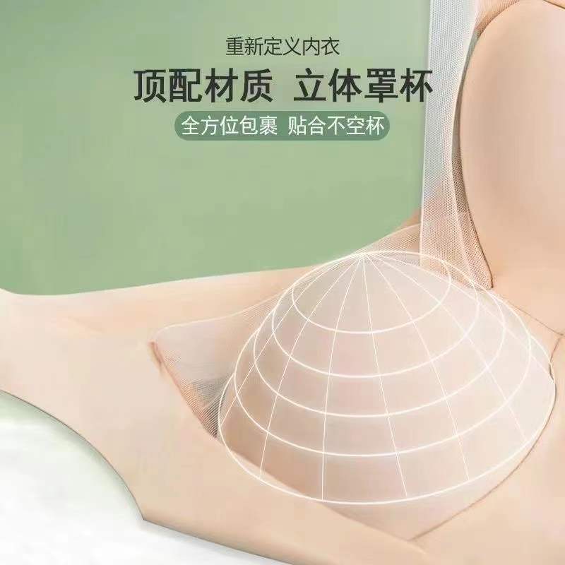 Picture of Spring and Summer Seamless Push-up Underwear Women's Small Chest Thin Adjustable Anti-sagging Paramilia Non-rimless Fixed Cup