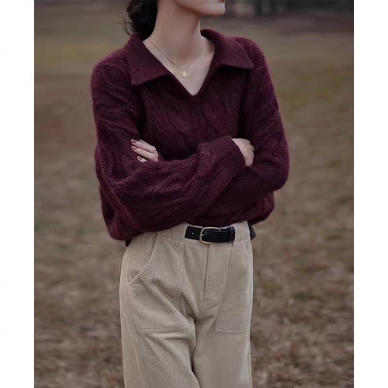 French Retro Twist Sweater Women's Autumn and Winter 2024 New Loose Outer Wear Lazy Style Slim Sweater Thickened