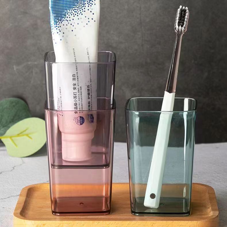 Picture of Household Square Plastic Transparent Wash Cup Light Luxury Style Student Couple Toothbrushing Cup Children's Simple Mouthwash Cup Wholesale