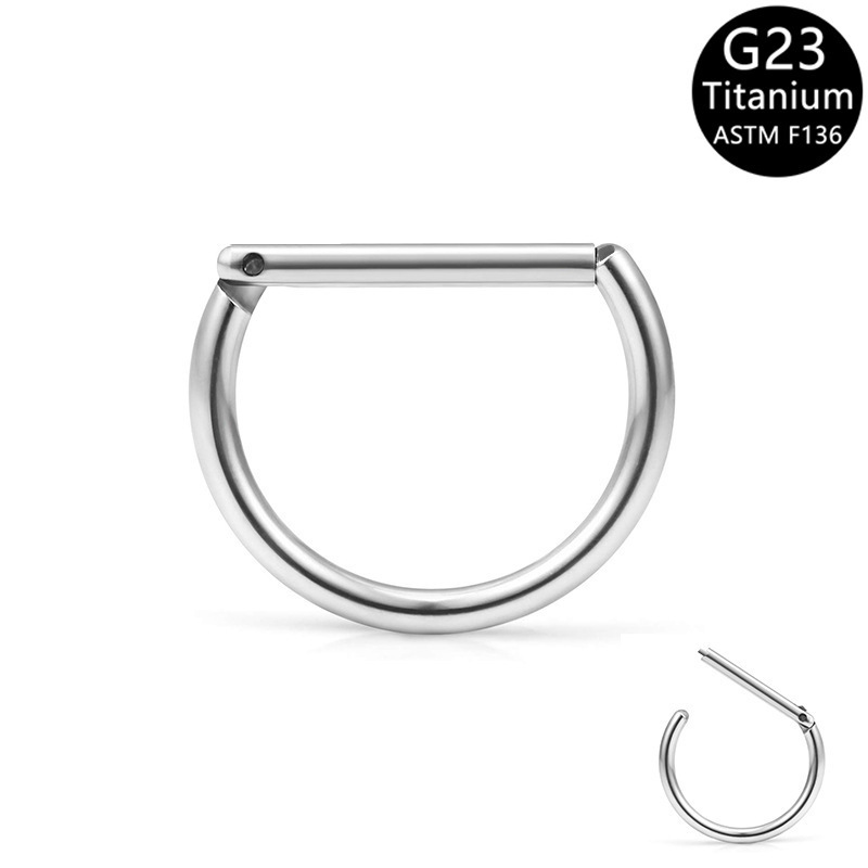 Cross-Border G23 Titanium Steel Nose Ring 16G/1.2Mm D-Shaped Nasal Septum Ear Bone Piercing Earrings Ear Bone Nail Wholesale