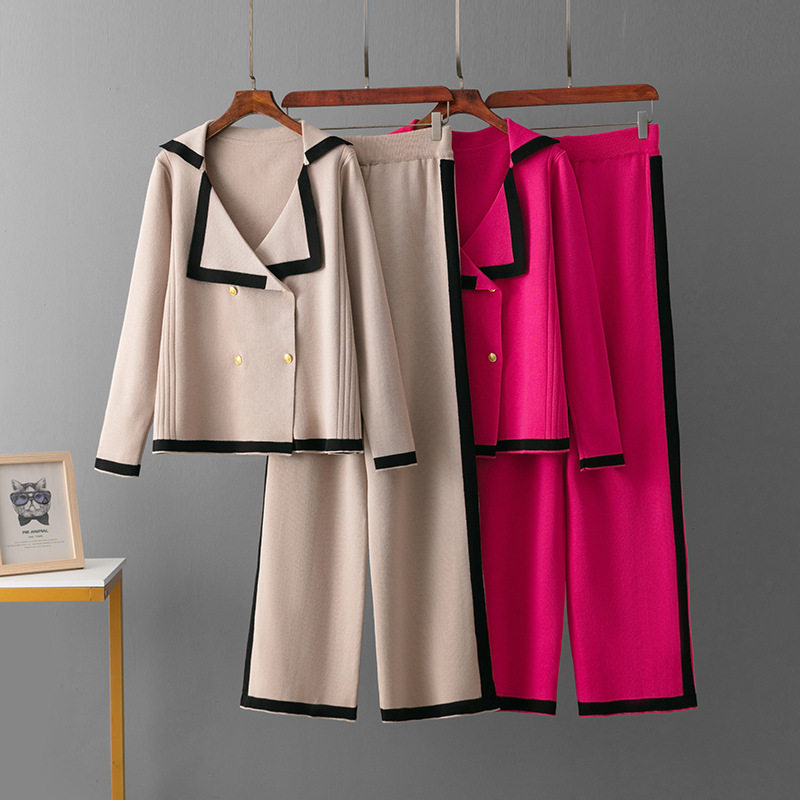 Cross-Border European and American Export Wholesale Woolen Suits, Fashionable Age-Reducing Fashion Sweaters + Loose Knitted Casual Sports Women