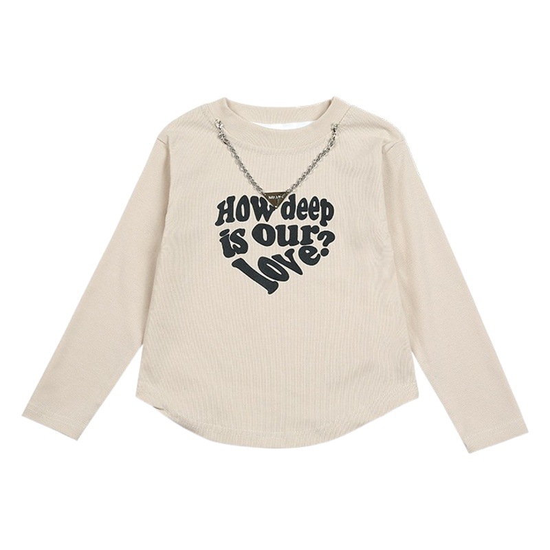 Girls' Base Shirt Letter Autumn and Winter New Style Girls' Long-sleeved Shirt Inner Base Clothes Girls' Long-sleeved T-shirt Cotton Soft