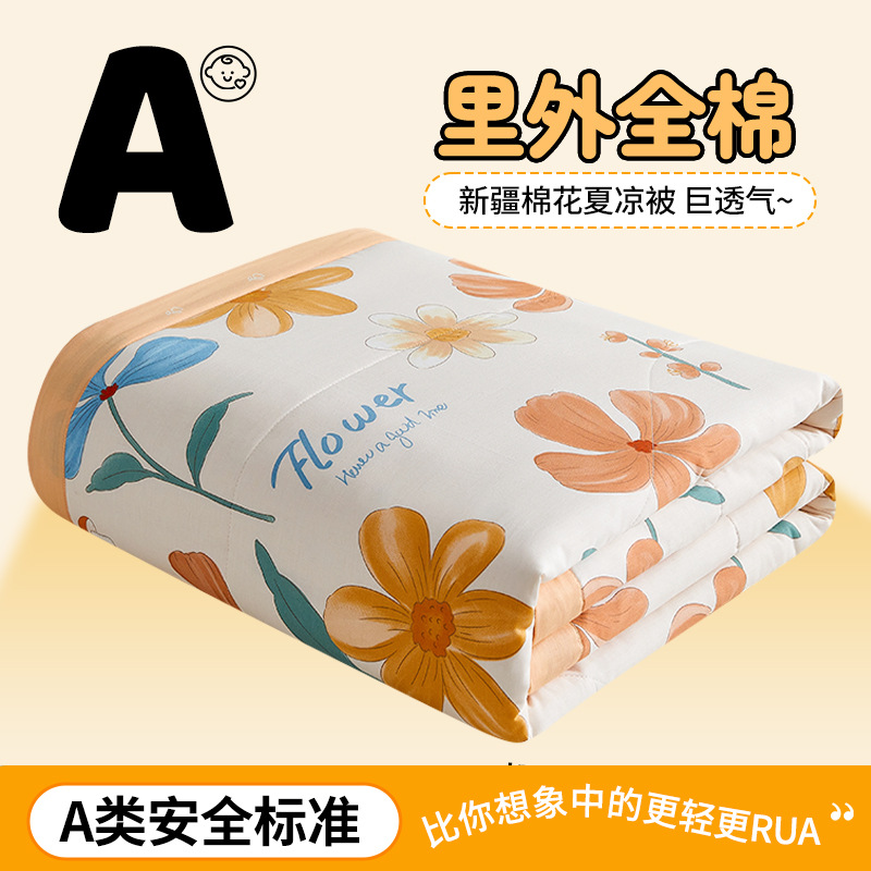 Picture of Class a small fresh cotton summer cool quilt four-piece summer cotton air conditioning quilt student dormitory summer quilt quilt core ~
