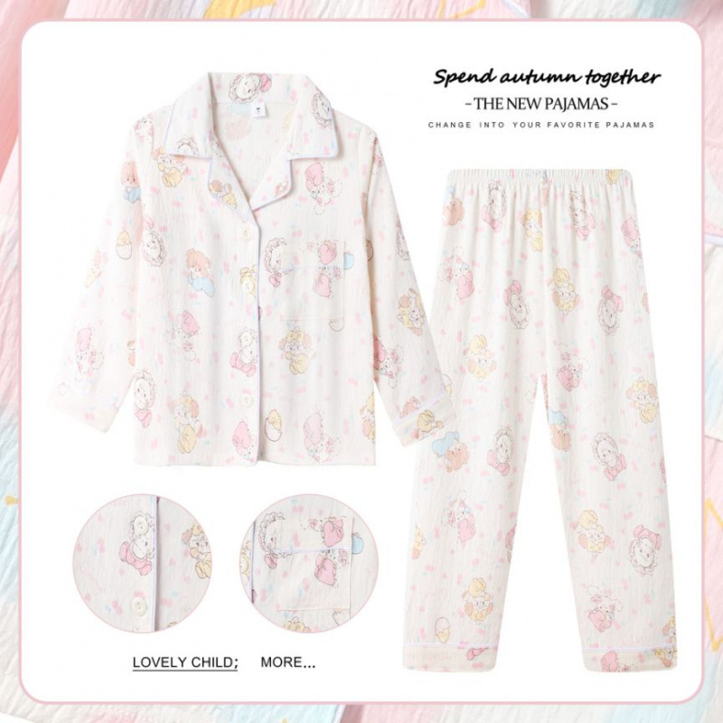 New Cloud Cotton Pajamas for Boys and Girls Cardigan Spring and Autumn Long Sleeve Lapel Children's Pajamas suit Home Clothes