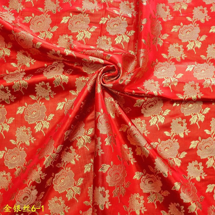 Picture of Wholesale Performance Clothing Hanfu Ancient Costume Fabric Gold Five-Color Rose Brocade Jacquard Fabric Gold and Silver Jacquard Fabric