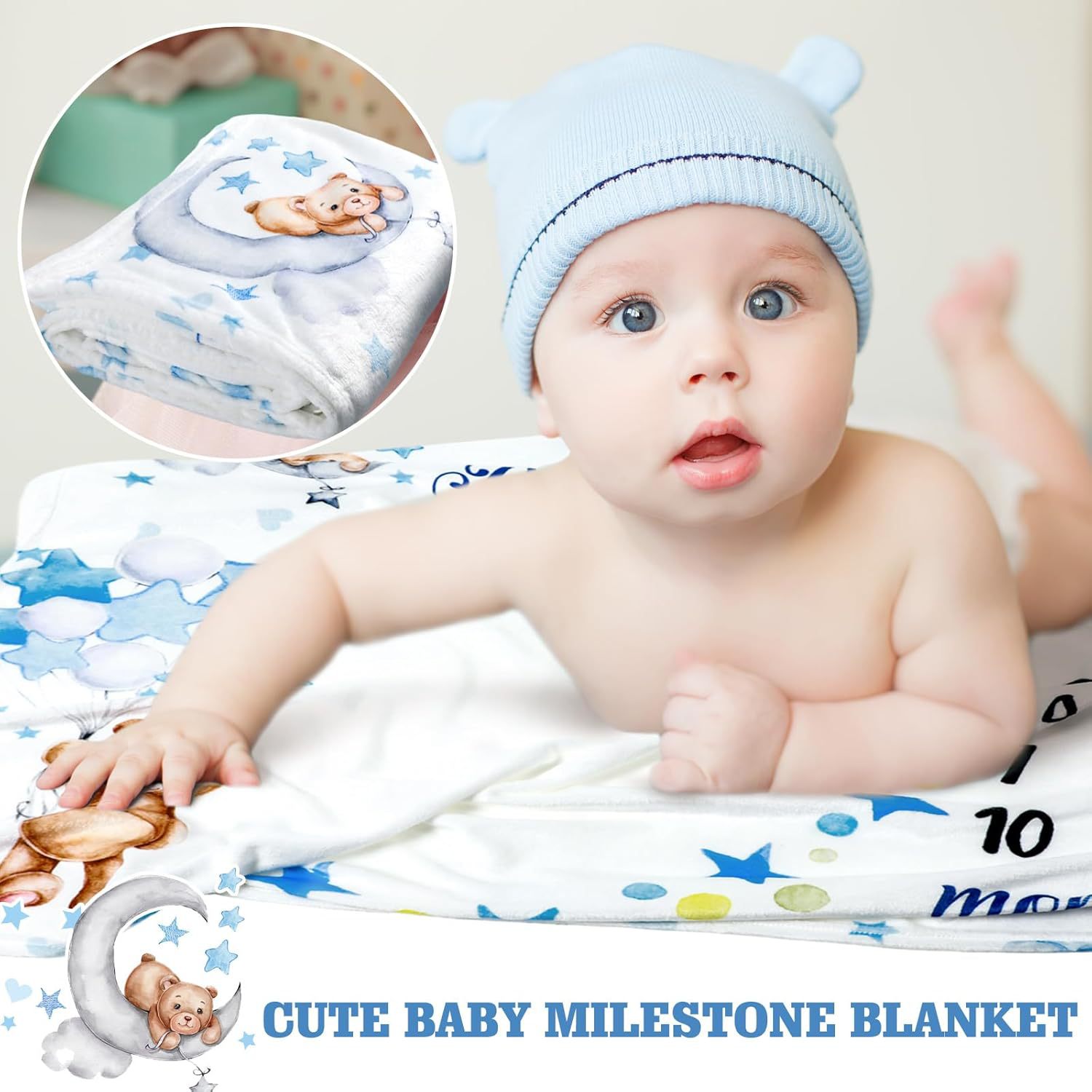 Picture of Cross-border Wholesale Baby Milestone Blanket Baby Growth Commemorative Photography Blanket Double-sided Flannel Soft Photo Blanket