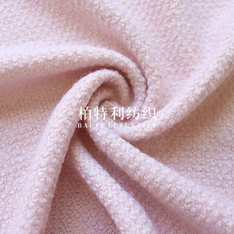 Picture of Autumn and Winter Tweed Style Knitted Wool Fabric with Silver Threads, Coarse Woven Diamond-Patterned Coat Jacket Top Fashion Fabric