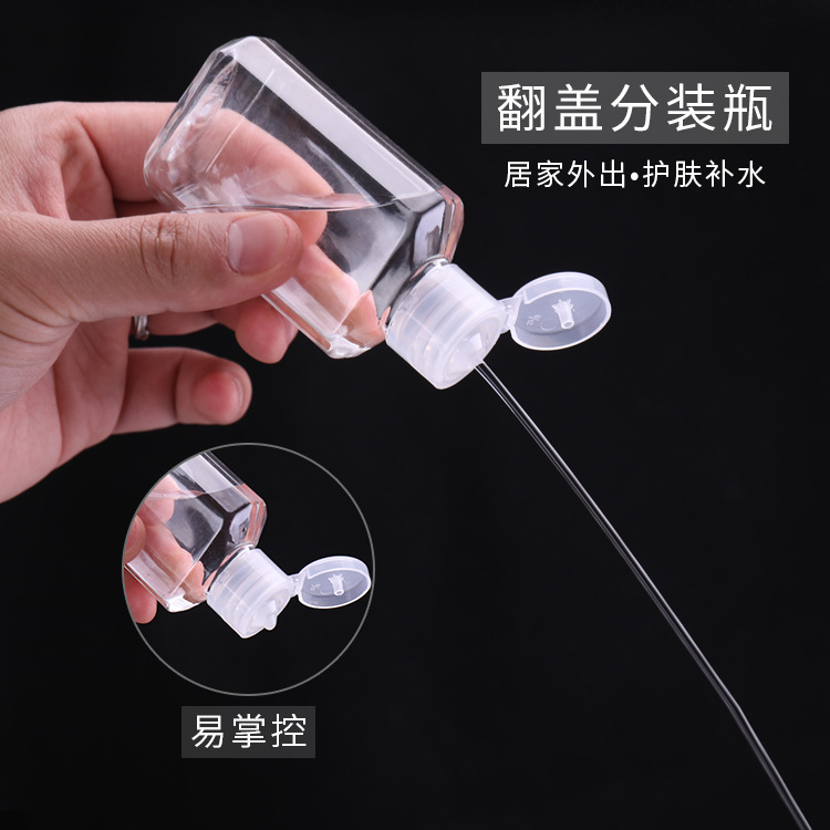 Spot wholesale PET transparent plastic bottle 60ml octagonal bottle flip alcohol bottle disinfectant wash-free hand sanitizer bottle