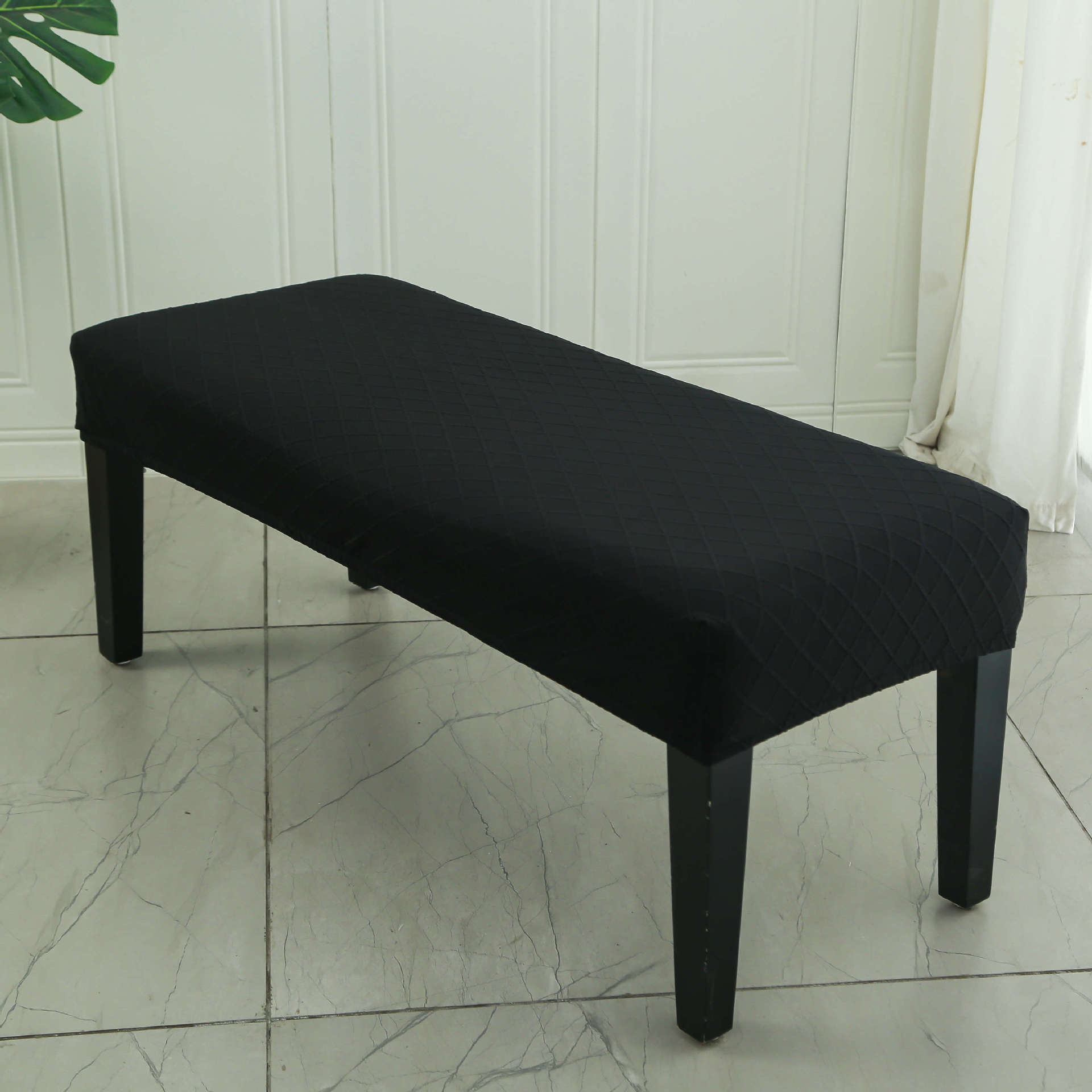 Picture of Elastic Household Long Bench Cover Corn Plaid Thickened Piano Cover Makeup Stool Cover Shoe Changing Stool Cover