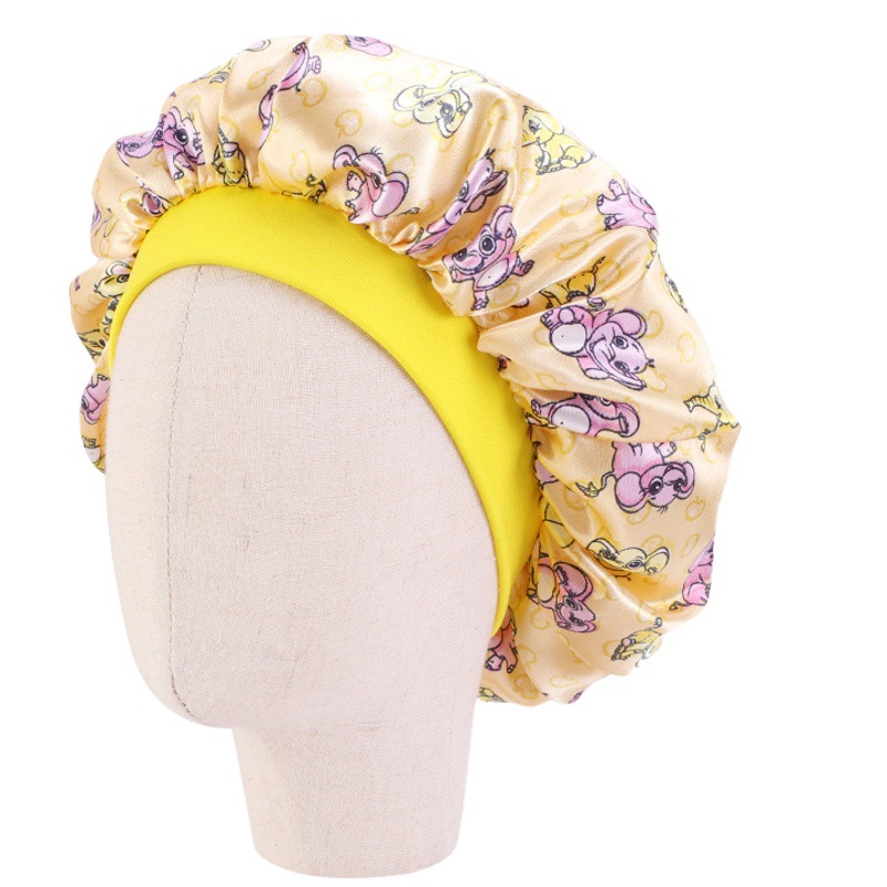 Children's satin cartoon shower cap round hat turban hat baby nightcap cute makeup hat K-14
