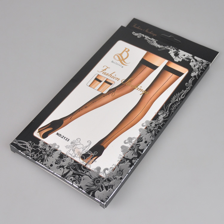 Picture of Wholesale BEILEISI sexy high socks 2133 jacquard letter love rear vertical line ultra thin stockings